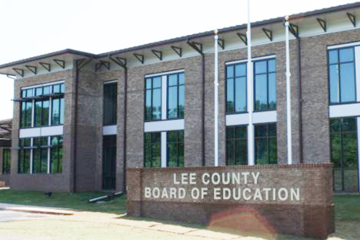 front of a brick building for Lee County Board of Education